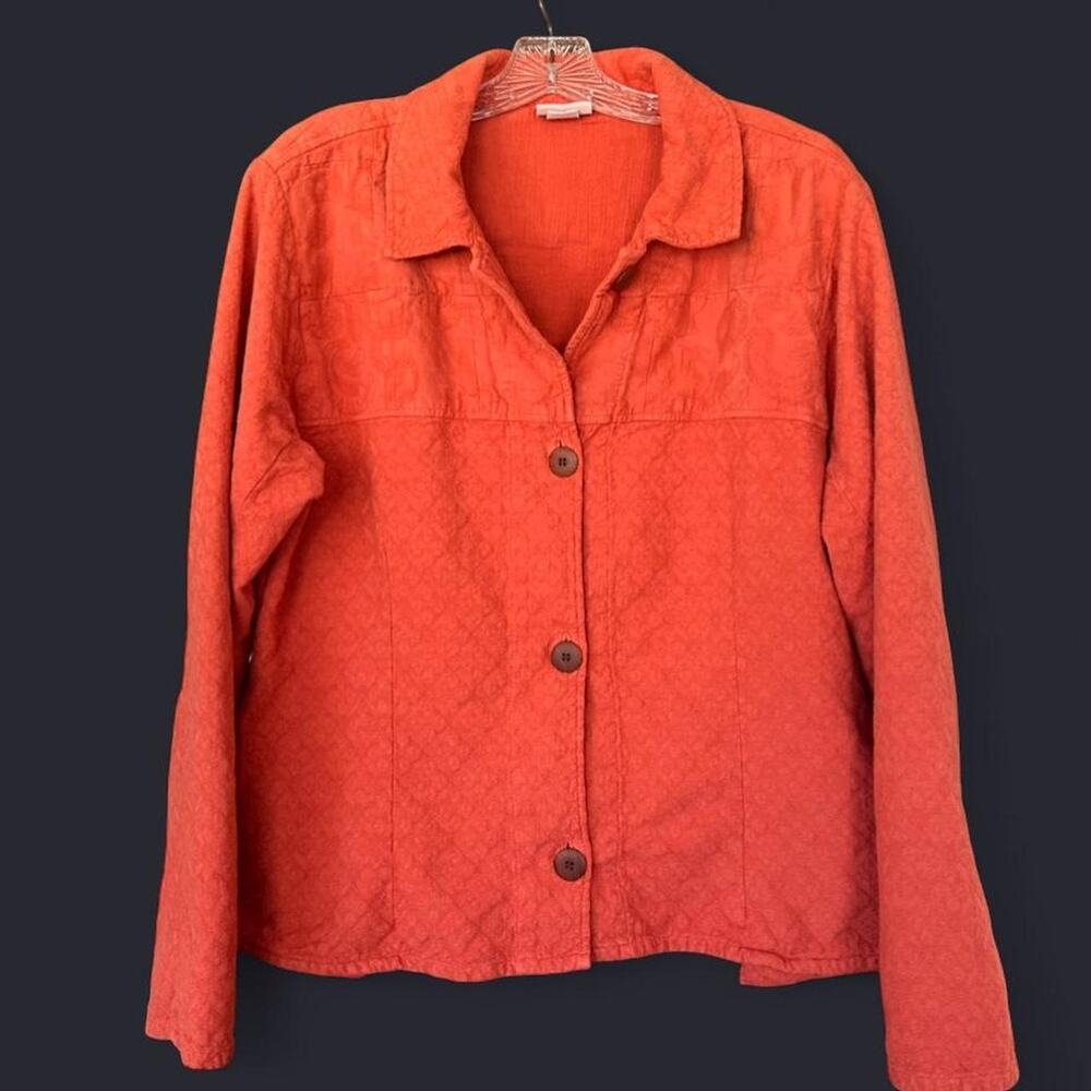 Boho Orange Quilted Shacket Granola Sz XL